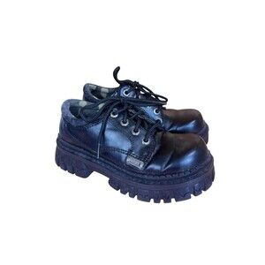 BONGO Ronnie Shoe Oxford Chunky Lug Faux Leather Lace Up Y2K 90s Black 7